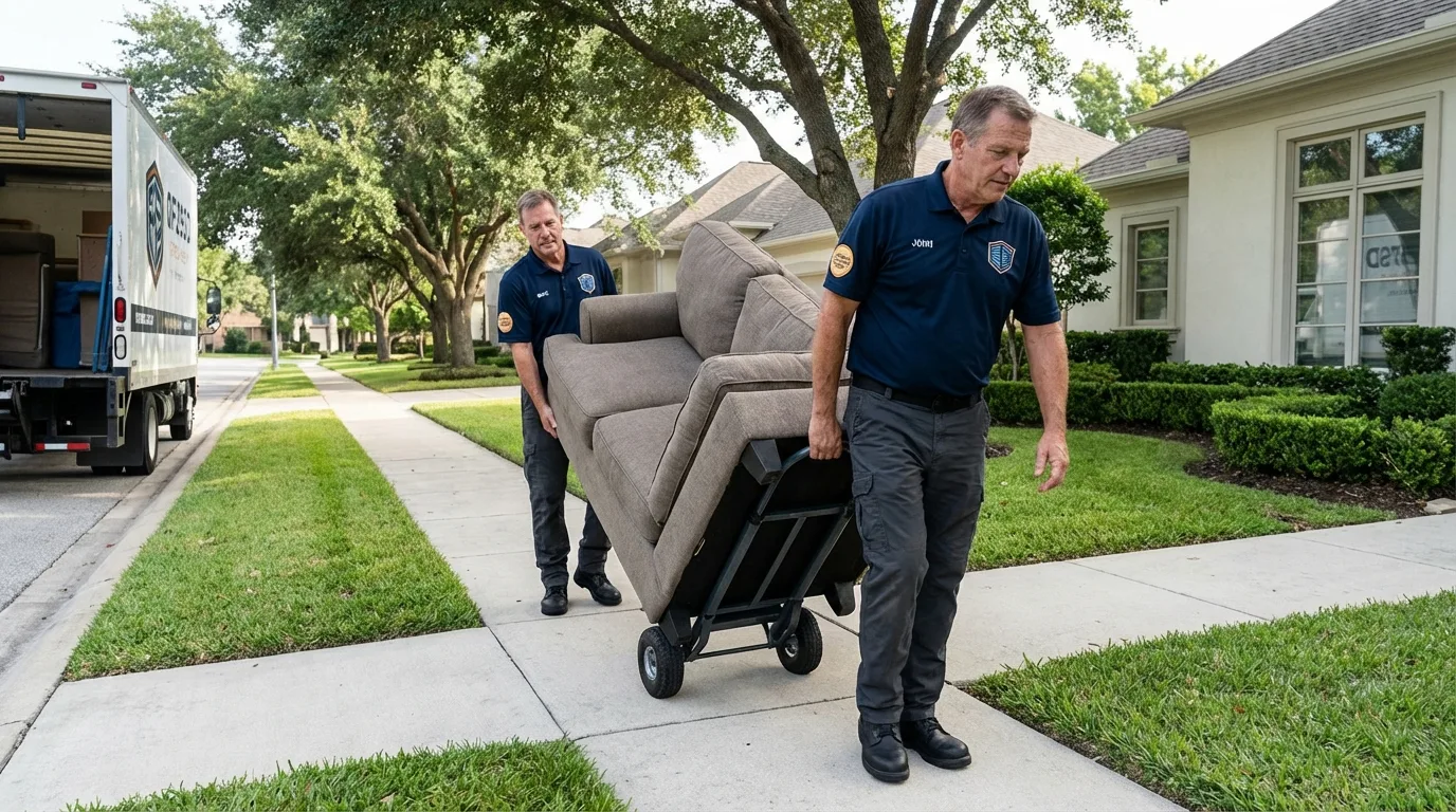 Local residential moving crew loading furniture in North Scituate, RI